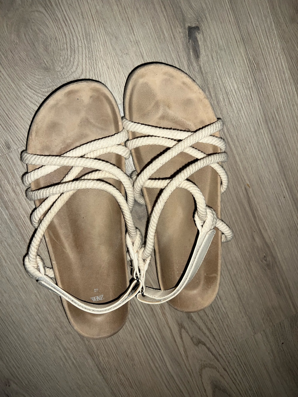 Zara  Cream Rope Strap Sandals  size 11